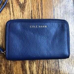 Cole Haan navy zipper wallet wristlet